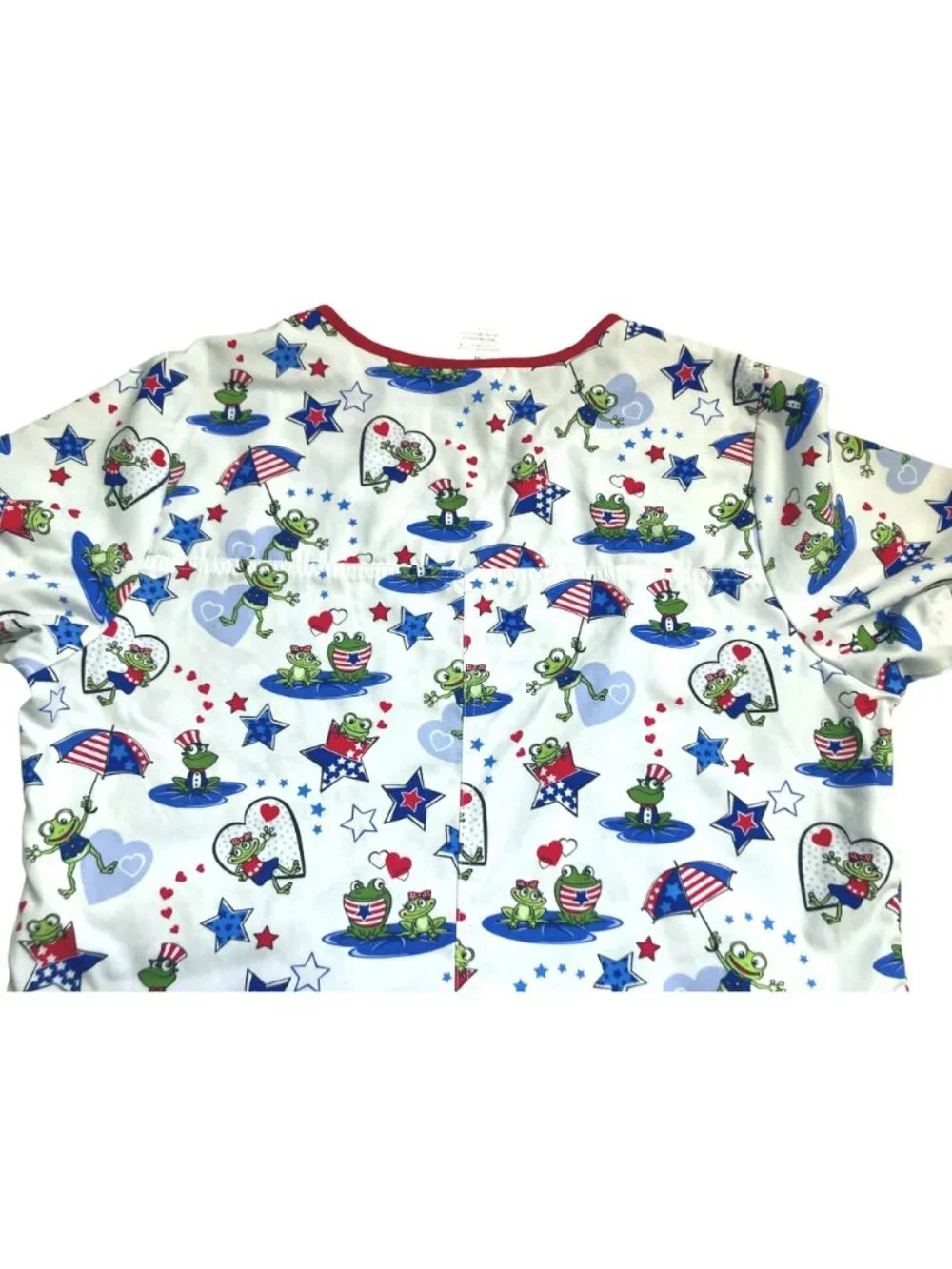 Patriotic Frog Scrub Top With V-Neck and Pockets Size M - Picture 9 of 9